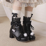 Bowknot Stitching Lace Sweet Gorgeous Lolita Boots 3 Colors - Product - 2