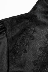 Black Long Puff Sleeves Spliced Lace Men's Gothic Shirt - Product - 6