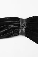 Black Stand Collar Long Puff Sleeves Stitching Lace-Up Women's Gothic Coat - Product - 6