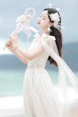 White [Messenger of God] Greek Style Sleeveless Ruffle Elegant Lolita Jsk Dress - Product - 7