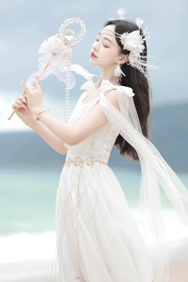 White [Messenger of God] Greek Style Sleeveless Ruffle Elegant Lolita Jsk Dress - Product - 7