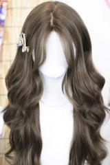 Hazelnut Ash Curtain Bangs Fluffy Soft Curls Sweet Lolita Long Wig - Product - 2