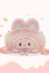 Pink Rabbit Ruffled Plush Toy Sweet Lolita Backpack - Product - 2