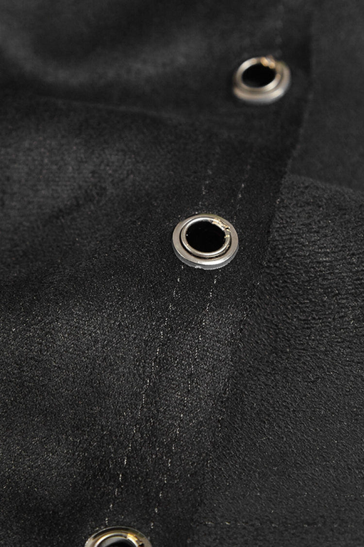 Black Metal Buckle PU Leather Buckle Lace-Up Men's Steampunk Skirt - Product - 8