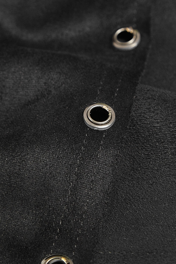 Black Metal Buckle PU Leather Buckle Lace-Up Men's Steampunk Skirt - Product - 8