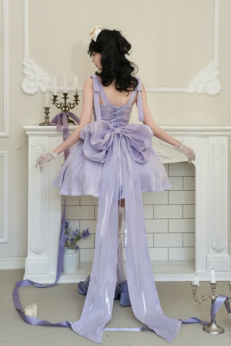Purple [Foamy Sea] Sleeveless Ruffle Bowknot Fishbone Sweet Lolita Jsk Dress - Product - 5