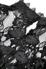 Black Sleeveless Ruffled Lace Spliced Mesh Women's Gothic Cape - Product - 16