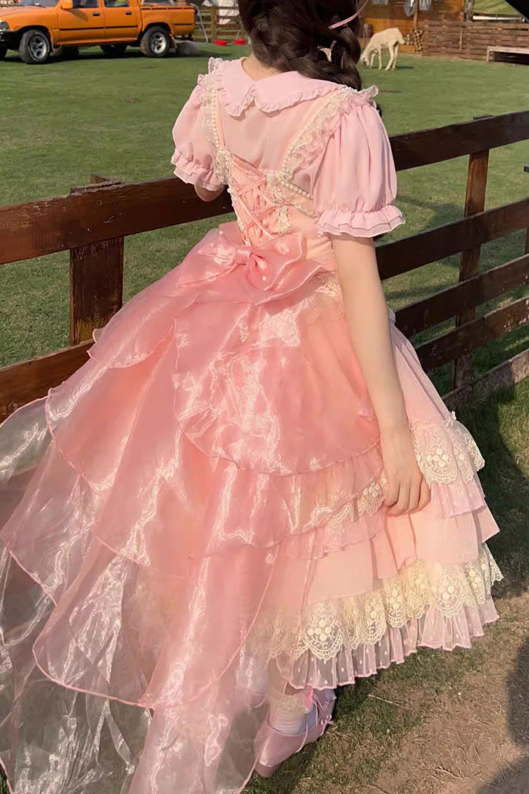 Pink Multi-layer Annie's Tea Party Ruffle Hanayome Sweet Lolita Jsk Dress - Product - 4