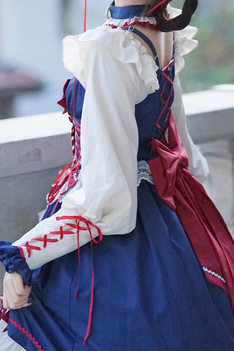 White/Blue Snow White Love Song Ruffle Cardigan Bowknot Long Sweet Lolita Dress - Product - 10
