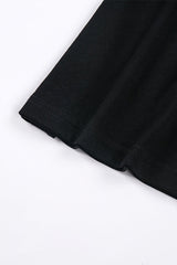 Black Off Shoulder Straps Short Sleeves Cut-Out Women's T-Shirt - Product - 18