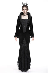 Black Velour Lace Spliced Women's Gothic Mermaid Maxi Skirt - Product - 5