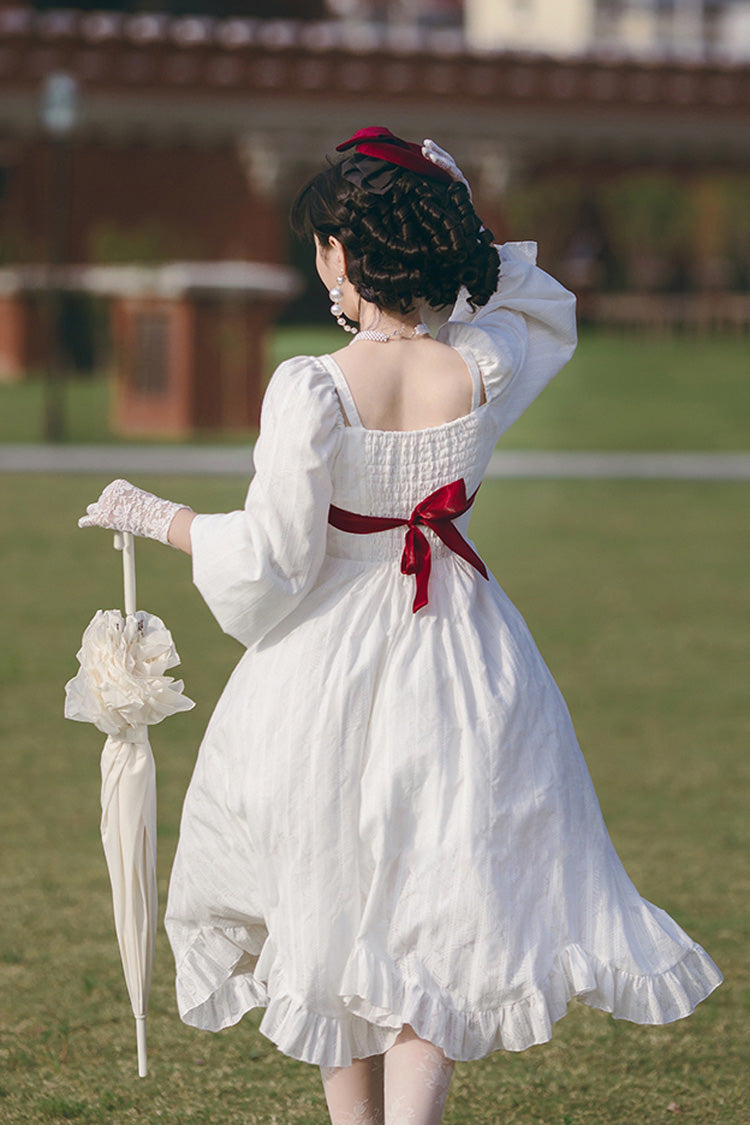 White Roman Covenant Boat Neck Long Sleeves Ruffle Classic Lolita Dress - Product - 12