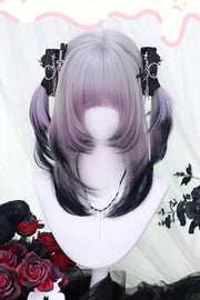 Parrucca corta Purple Gradient Air Bangs Bob Sweet Lolita vista frontale