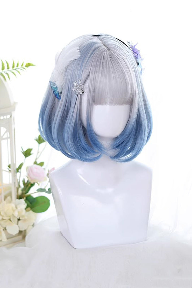 Sweet Gradient Lolita Light Air Bangs Bob With Inward Curly Short Hair Wig 2 Colors - Product - 2