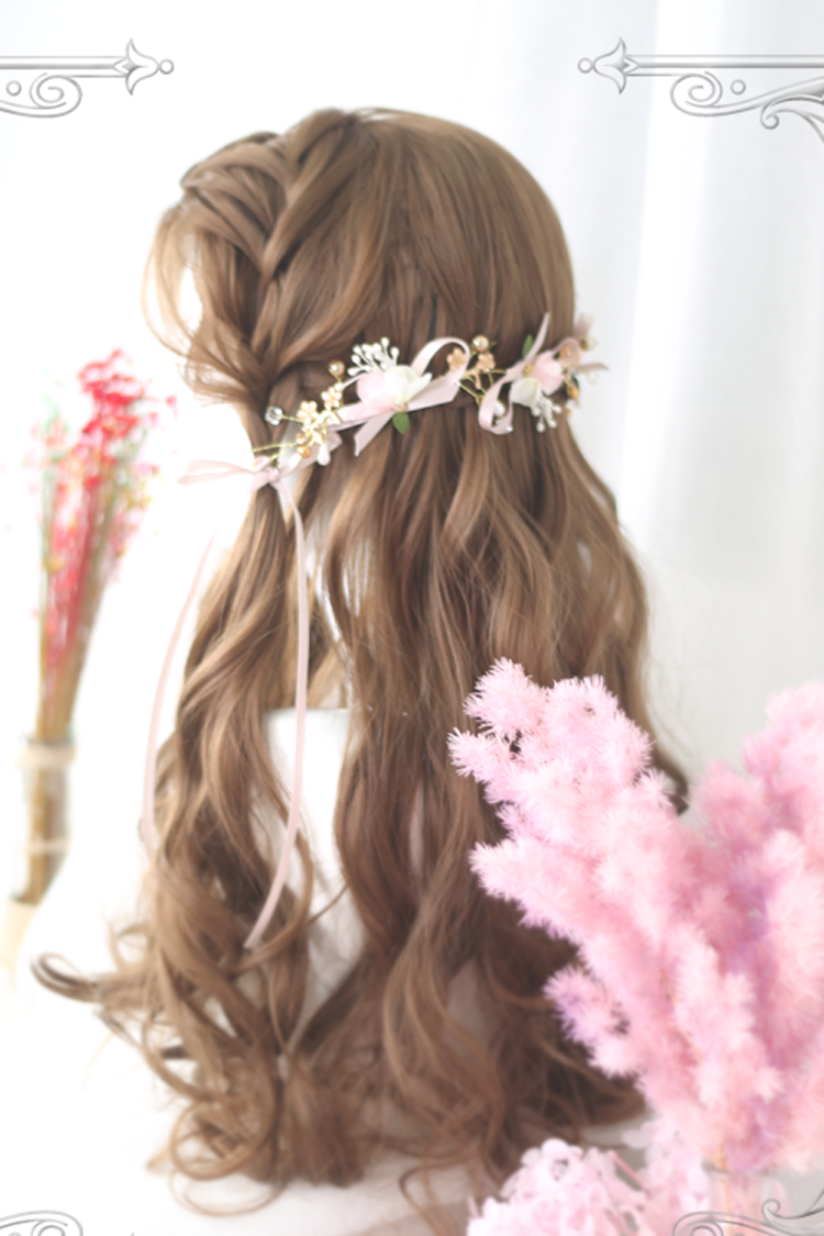 Brown Centre Parting Honey Pudding Long Curly Hair Classic Lolita Wigs - Product - 3