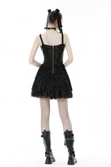 Black Cross Spider Mesh Buckled Zippered Women's Punk Slip Dress - Product - 4