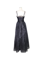 Black Elk Metal Brooch Flocking Print Yarn Floral Women's Gothic Dress - Product - 7