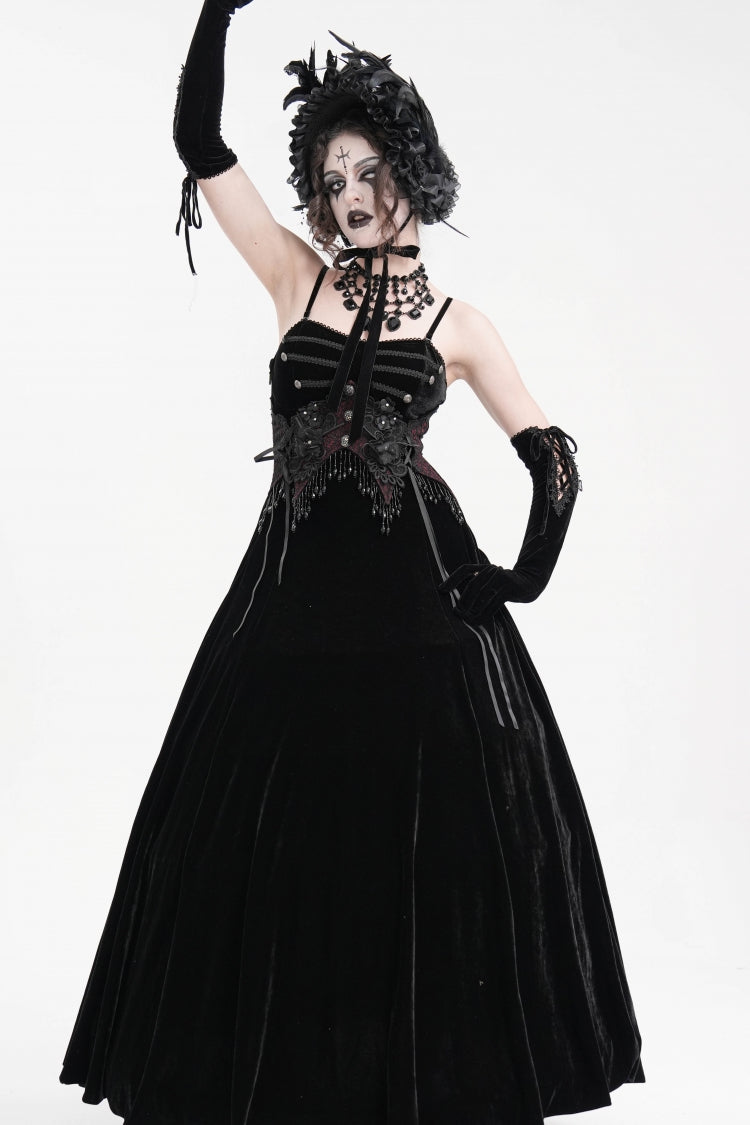 Black Tassels Hanayome Lace-Up Women's Gothic Slip Wedding Dress - Product - 7