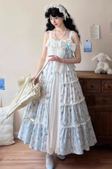 Light Blue Shell Print Cardigan Bowknot Elegant Princess Lolita Jsk Dress - Light-Blue - 1