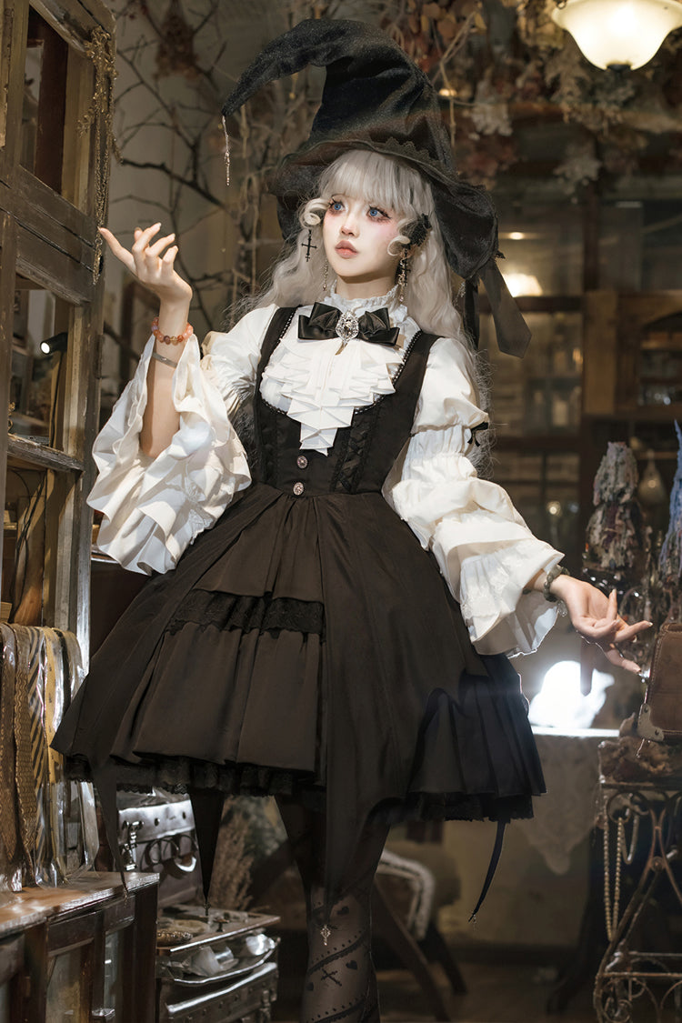 Black Magical Girl Ruffle Cardigan Bowknot Gothic Princess Lolita Strap Dress - Product - 4