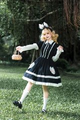 Black Meet Alice Long Sleeves Ruffle Lace Sweet Princess Lolita Jsk Dress - Product - 6