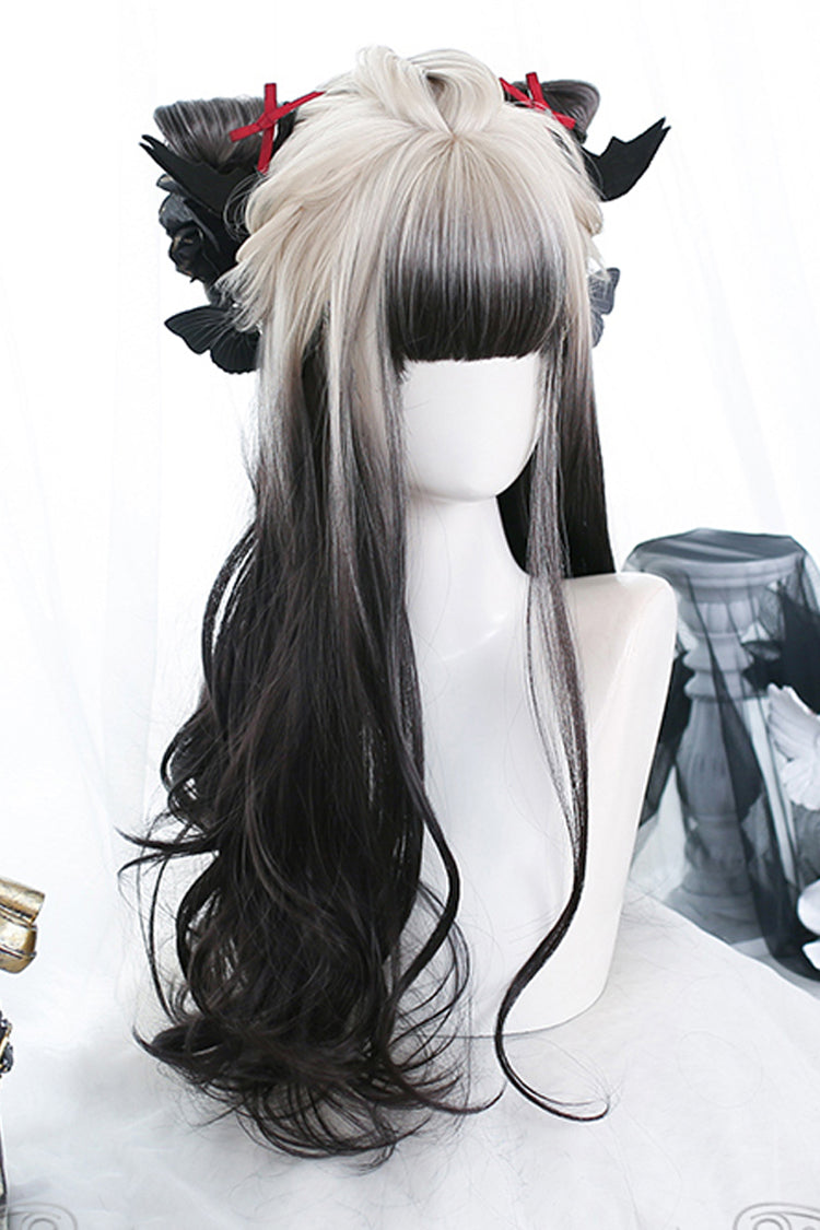 White /Black Gradient Long Curly Classic Lolita Wig - Product - 3