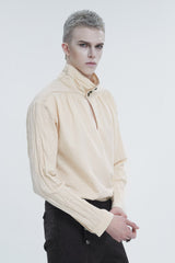 Stand Collar Ruched Men's Gothic Shirt - Product - 2