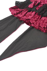 Wine Red Corset Lace-Up Velvet Irregular Pointed Tail Women's Lolita Gothic Cami Mini Dress - Product - 14