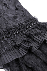 Black Square Collar Long Hime Sleeves Embroidered Lace Spliced Women's Gothic Maxi Wedding Dress - Product - 20