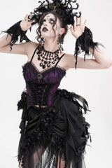 Purple Lace Lace-Up Women's Gothic Overbust Corset - Product - 2