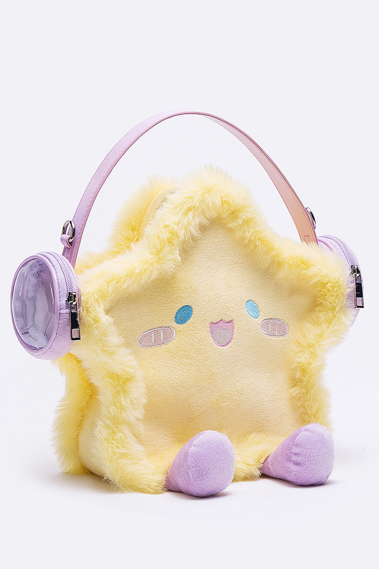 Yellow Plush Headphone Star Embroidered Cartoon Sweet Lolita Itabag - Yellow - 1