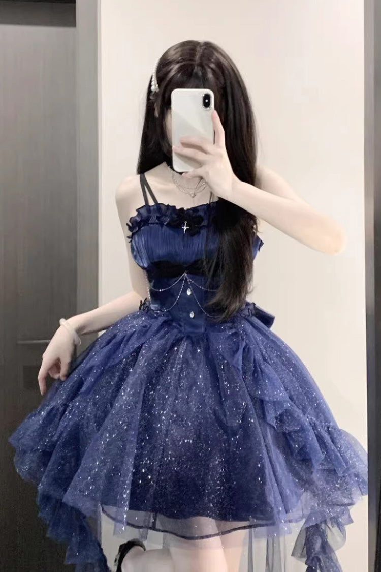Blue Cardigan Sweet Elegant Princess Lolita Jsk Dress Set - Product - 3