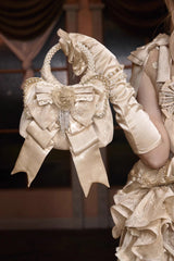 Champagne Satin Gilded 3D Bow Pearl-Decorated Sweet Lolita Handbag - Product - 4