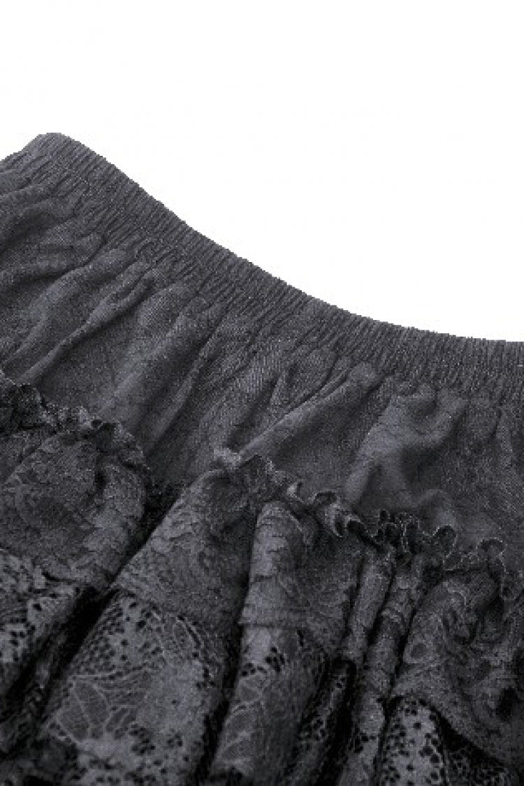 ブラック ティアード レース レディース ゴシック ふっくらスカート付き 取り外し可能 Swallow Tail 商品画像