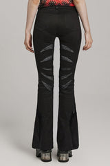Spiderweb Claw Print Mesh Women's Gothic Flared Pants 2 Colors - Product - 3
