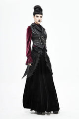 Black Velvet Cardigan Mid Waist Gothic Skirt - Product - 3