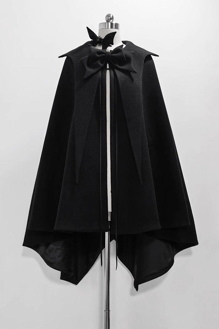 Black Woolen Ouji Fashion Daily Lolita Cloak - Black - 1