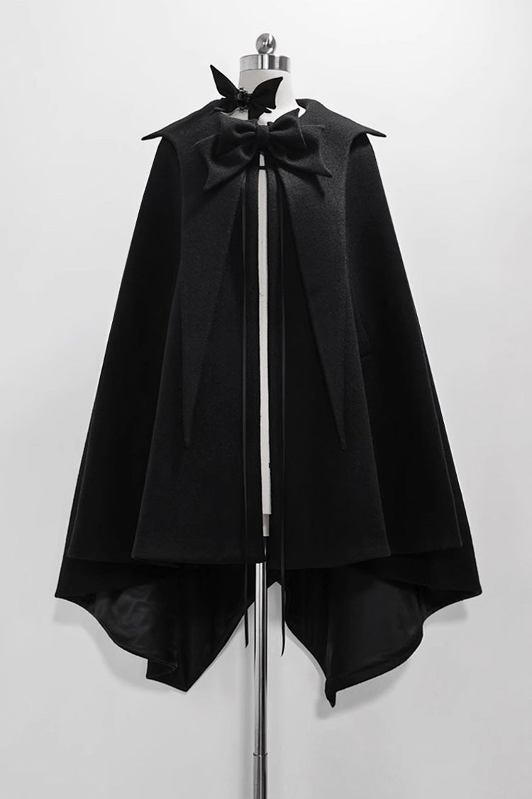 Black Woolen Ouji Fashion Daily Lolita Cloak - Black - 1