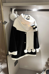 First Snow Bear Bowknot Scarf Design Sweet Japanese Lolita Coat 4 Colors - Product - 12