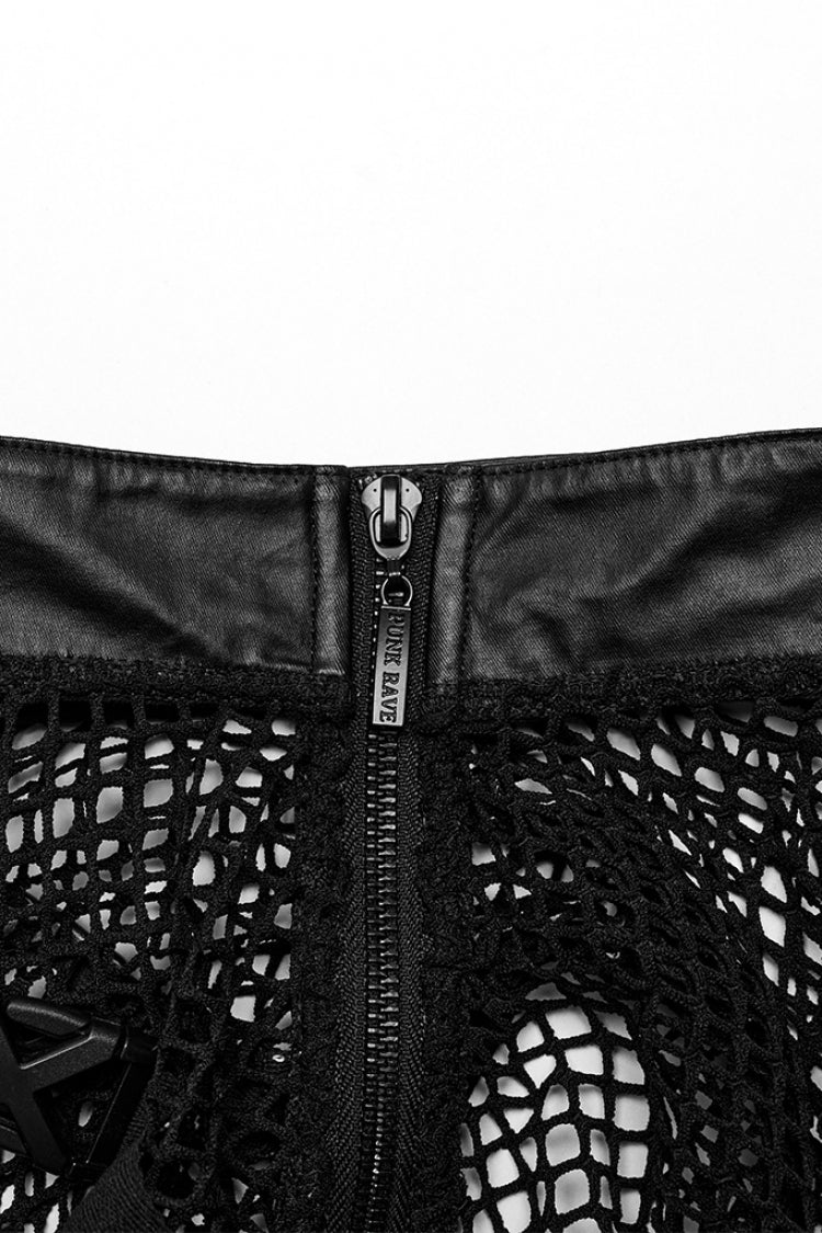 Black Stand Collar Sleeveless Straps Mesh Buckle Men's Punk Vest - Product - 6