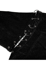 Black Punk Loose Velvet Two Way Split Detachable Long Sleeve Irregular Hem Long Pocket Women's Shirt - Product - 8