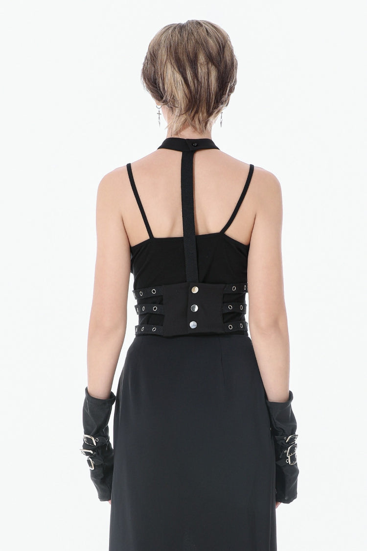 Black Women's Punk Halter Eyelet Chest Harness - Product - 10