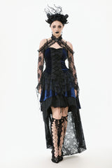 Black Off Shoulder Long Sleeves Sheer Floral Lace Women's Gothic Shrug - Product - 9