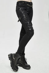 Black Punk Hand Painted Laced Up Legs Cool Womens Pants - Product - 5