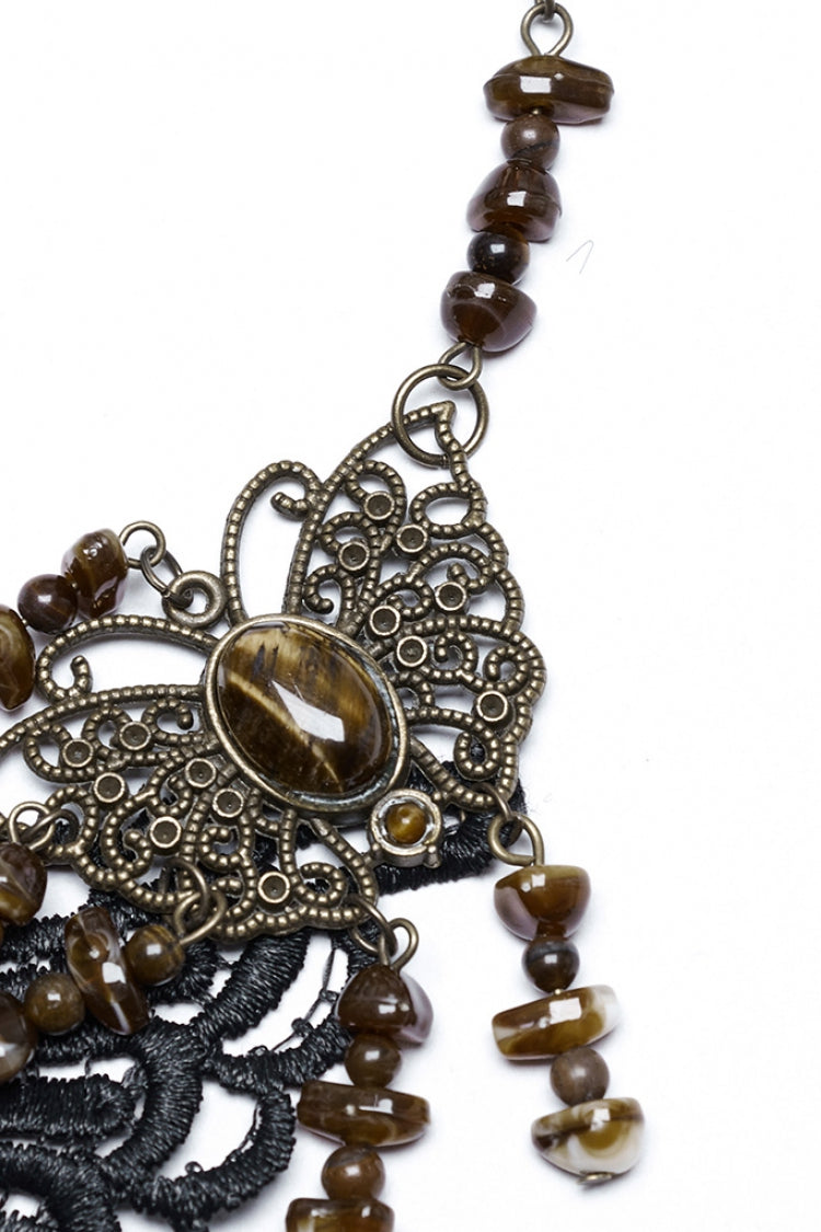 Brown Irregular Beaded Butterfly Women's Punk Necklace - Product - 8