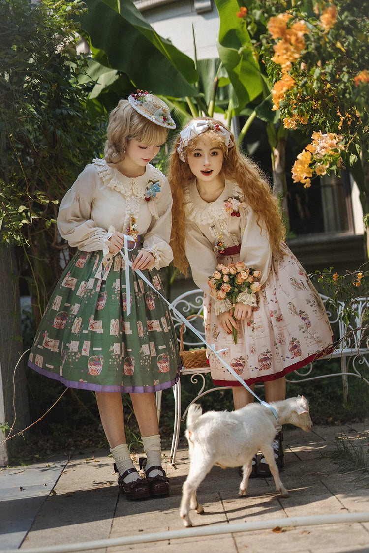 Forest Illustrated Book Watercolor Picture Book Print Sweet Elegant Lolita Skirt 3 Colors - Product - 8