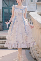 Multi-Color Chinese Style Elegant Flower Wall Print Sweet Lolita Dress - Multi-Color - 1