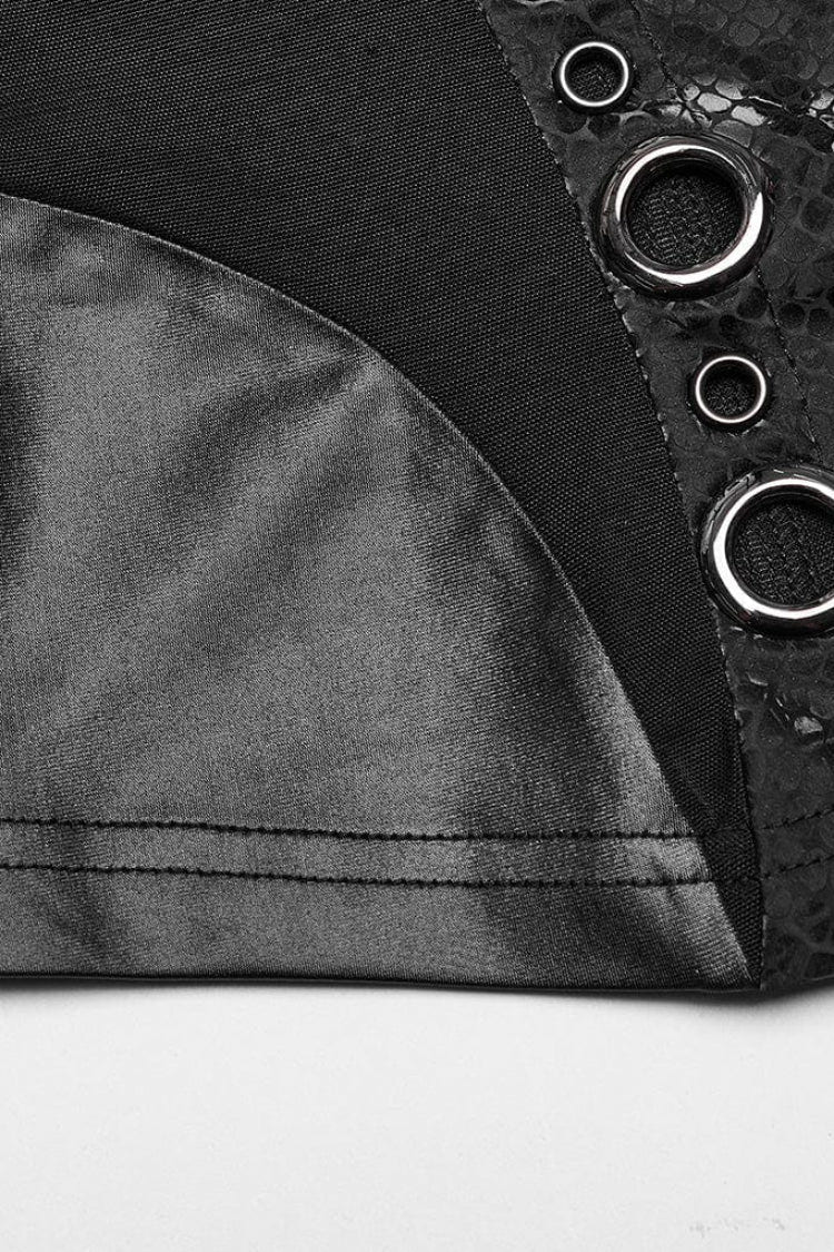 Black Snake Print Metal Ring Decoration Hollow Womens Steampunk Vest - Product - 8