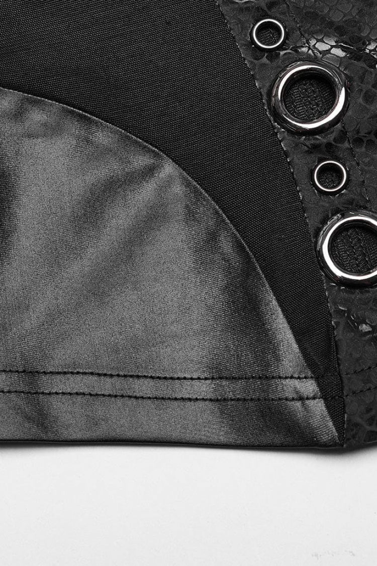 Black Snake Print Metal Ring Decoration Hollow Womens Steampunk Vest - Product - 8