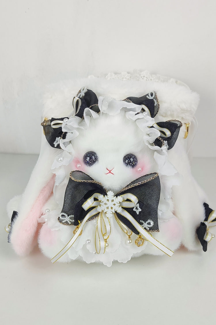 Drawstring Crossbody Bowknot Sweet Lolita Bucket Bunny Small Bag 10 Colors - Black - 8